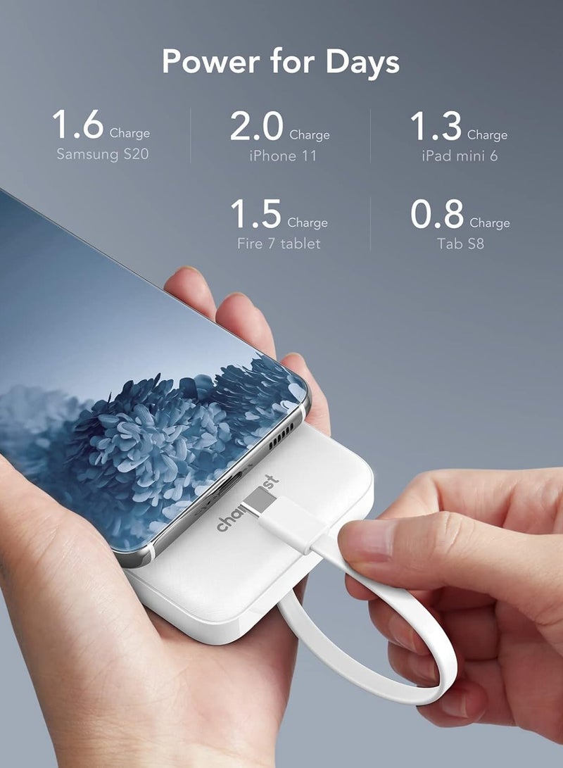 general Portable Charger with Built in Cables, Portable Charger with Cords Wires Slim 10000mAh Travel Battery Pack 6 Outputs 3 Inputs 3A Fast Charging Power Bank for Samsung Google Pixel LG Moto iPhone iPad - Image 3