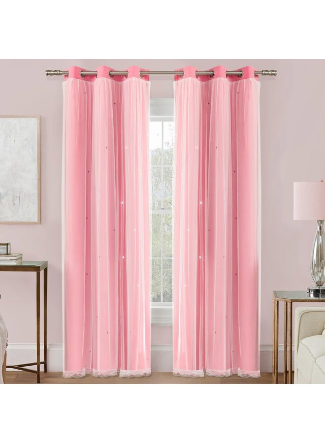 XiDi Curtains for Bedroom Decor Pink34/84/1 - Image 1