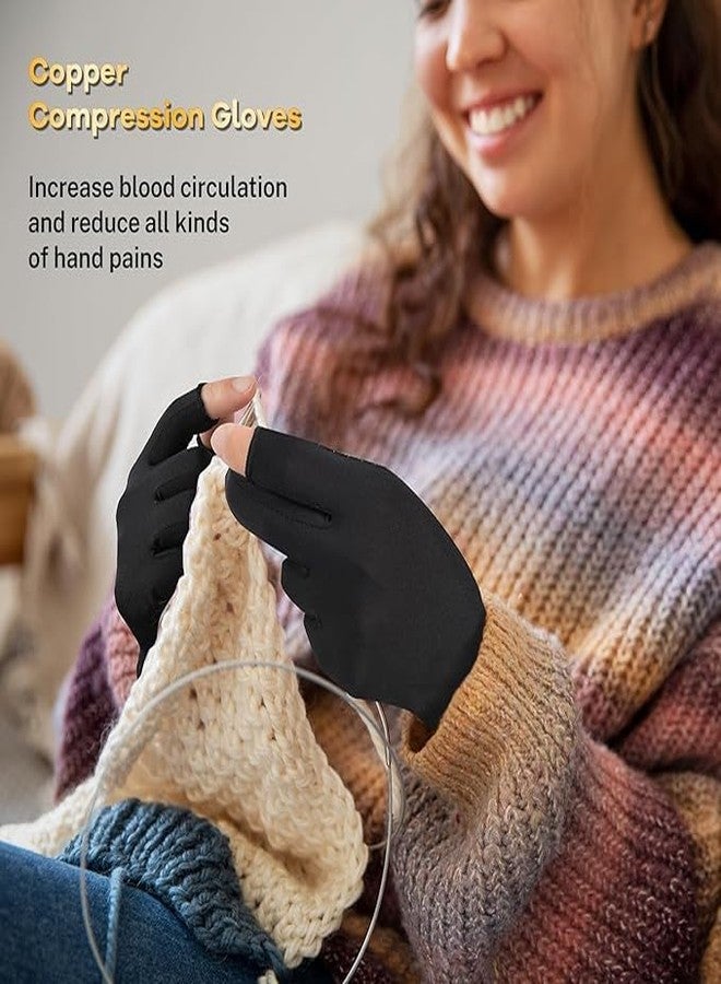 DOKMOE 1Pairs Hand Grip Gloves, Arthritis Glove for Computer Typing & Everyday Hand Gym Support, Copper Arthritis Compression Gloves for Relieving Carpal Tunnel Aches, Rheumatoid Pains, Joint Swelling - Image 2
