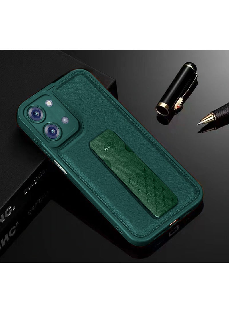 Wtech Hand Grip Foldable Kickstand Wrist Strap Finger Grip With Built-In Iron Piece Magnetic Car Holder Case Cover For Itel P40 Plus / P40+ 4G 2023 Dark Green - Image 2