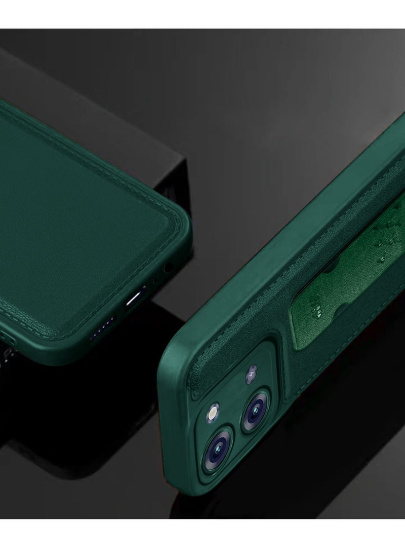 Wtech Hand Grip Foldable Kickstand Wrist Strap Finger Grip With Built-In Iron Piece Magnetic Car Holder Case Cover For Itel P40 Plus / P40+ 4G 2023 Dark Green - Image 3