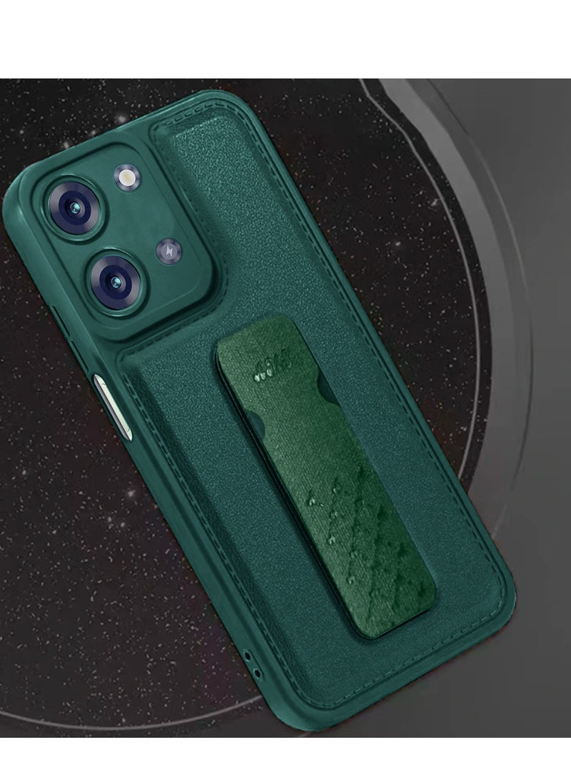 Wtech Hand Grip Foldable Kickstand Wrist Strap Finger Grip With Built-In Iron Piece Magnetic Car Holder Case Cover For Itel P40 Plus / P40+ 4G 2023 Dark Green - Image 5