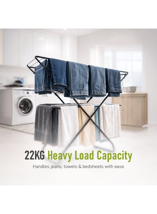 Royalford Iron Clothes Drying Rack 2-Tier RF13195 Clothes Drying Stand, Foldable Laundry Standing dry Racks for Indoor Outdoor Use with cloth rack 27m drying space rust-resistant corrosion proof - Image 4