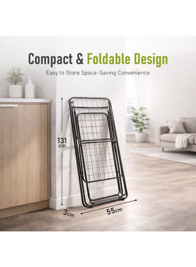 Royalford Iron Clothes Drying Rack 2-Tier RF13195 Clothes Drying Stand, Foldable Laundry Standing dry Racks for Indoor Outdoor Use with cloth rack 27m drying space rust-resistant corrosion proof - Image 3