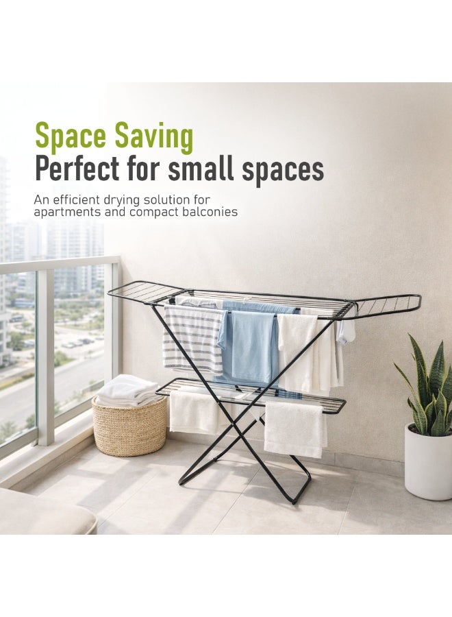Royalford Iron Clothes Drying Rack 2-Tier RF13195 Clothes Drying Stand, Foldable Laundry Standing dry Racks for Indoor Outdoor Use with cloth rack 27m drying space rust-resistant corrosion proof - Image 5