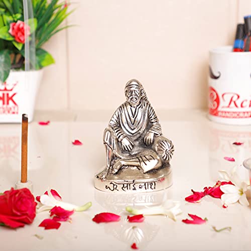 KridayKraft Shirdi Sai Baba Metal Statue,Sai Baba Idol Murti for Car Dashboard & Home,Office Decorative Showpiece Figurines,Religious Idol Gift Article... - Image 1