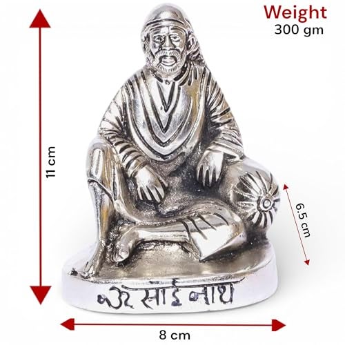 KridayKraft Shirdi Sai Baba Metal Statue,Sai Baba Idol Murti for Car Dashboard & Home,Office Decorative Showpiece Figurines,Religious Idol Gift Article... - Image 2