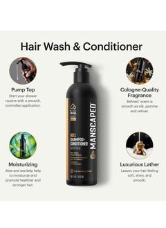 manscaped MANSCAPED® 2 In 1 Shampoo & Conditioner, UltraPremium Formula Infused with Sea Kelp, Coconut Water, Aloe for Nourishing and Hydrating Hair (16 oz), 2 Pack  - Image 1