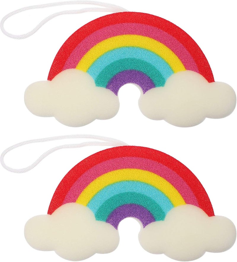 HEALLILY Kids Bath Ball Kids Bath Sponge Rainbow Shaped Body Face Cleansing Pads Body Shower Cleaning Sponge Dead Skin Remover for Shower Spa Massage Sensitive Skin 2pcs Rainbow Body Scrubbers
