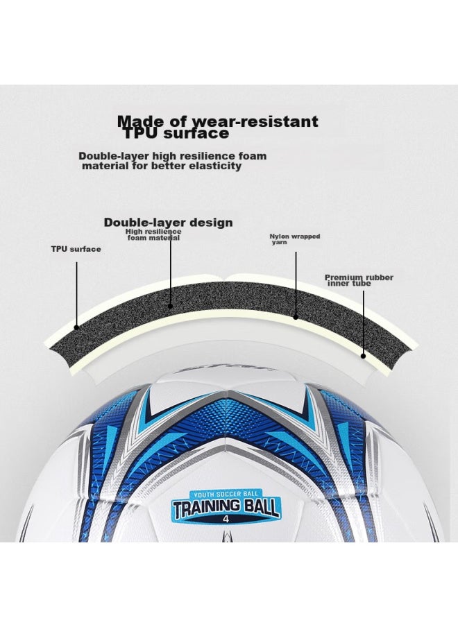 Star Soccer Ball Size 4 For Youth School Matches And Training, Standard Official Ball With Anti-burst Inner Liner And Wear-resistant Surface Sb5184c-07