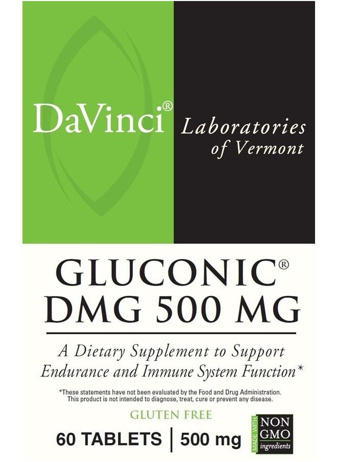 Davinci - Davinci Labs Gluconic DMG 500 mg - Dietary Supplement to Support Endurance and Immune System Function* - with 500 mg N,N-Dimethylglycine per Tablet - Vegetarian - Gluten-Free - 60 Chewable Tablets - Image 1