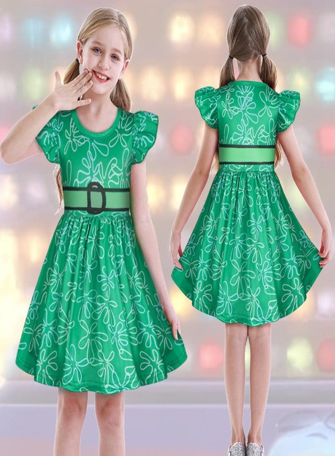 HenzWorld Dress Girls Joy Princess Dress Princess Dress 2T 2 Costume Girl Dress Up for Kids Costume Cosplay Party Short Sleeve Dress Outfit Size 3T,Green - Image 3