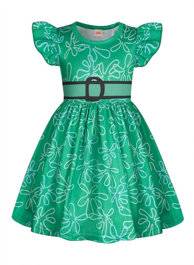 HenzWorld Dress Girls Joy Princess Dress Princess Dress 2T 2 Costume Girl Dress Up for Kids Costume Cosplay Party Short Sleeve Dress Outfit Size 3T,Green - Image 1