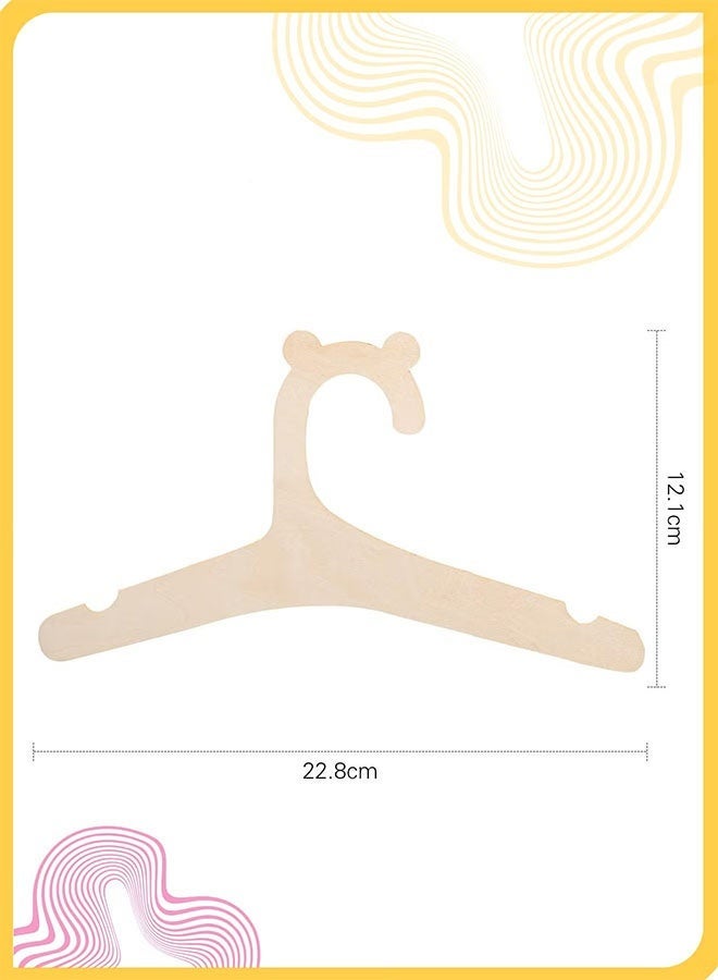 إيليلي 20 قطعة من شماعات الأطفال الخشبية مقاس 9 بوصات، تصميم أذن دب لطيف، شماعات ملابس للأطفال البنات والأولاد، مجموعة شماعات غرفة الأطفال من الخشب الطبيعي - Image 4