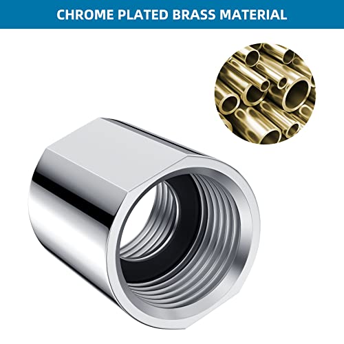 iFealClear Brass Pipe Fitting 1/2 inch G Female Thread, Shower Coupling, G1/2 IPS Thread Converter Adapter for Bathroom Pipes, Hose Extender,Home Plumbing, Extra Washer, Chrome - Image 5