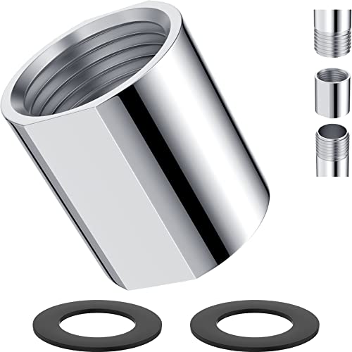 iFealClear Brass Pipe Fitting 1/2 inch G Female Thread, Shower Coupling, G1/2 IPS Thread Converter Adapter for Bathroom Pipes, Hose Extender,Home Plumbing, Extra Washer, Chrome - Image 1
