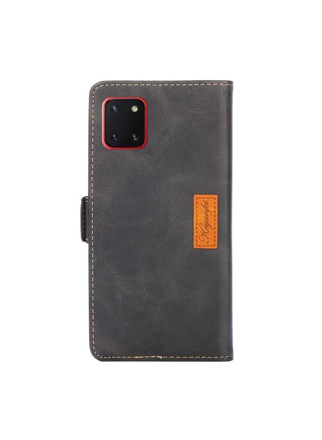 اس-توب جراب لهاتف Samsung Galaxy Note10 Lite بتصميم كلاسيكي بلون متباين مع مشبك جانبي وغطاء جلدي قلاب أفقي مع حامل وفتحات للبطاقات ومحفظة - Image 3