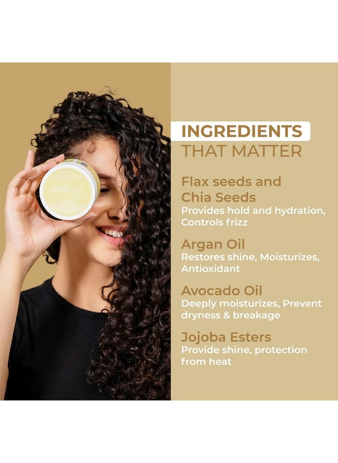 Ashba Botanics Flaxseed Curling Custard For Wavy, Curly, Frizzy & Coily Hair | Argan, Avacado Oil, Shea Butter | Provides Moisture, Controls Frizz, Strong Hold | Phthalates & Parabens Free (Gm, 200)  - Image 3