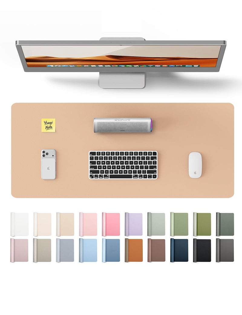 YSAGi Leather Desk Protector, Office Mat, Large Mouse Pad, Non-Slip PU Leather Blotter, Laptop Desk, Waterproof Writing Pad for Office and Home (Latte, 23.6" x 13.8") - Image 1