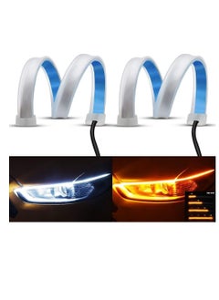 Flexible LED Strip Light 2pcs 24" Dual Color LED Surface Strip Light White Daytime Running Light Yellow/Amber (Sequential Flow) Turn Signal Lights Waterproof.