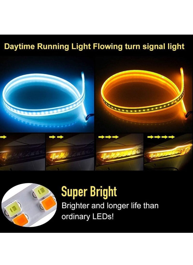 Generic - Flexible LED Strip Light 2pcs 24" Dual Color LED Surface Strip Light White Daytime Running Light Yellow/Amber (Sequential Flow) Turn Signal Lights Waterproof. - Image 1