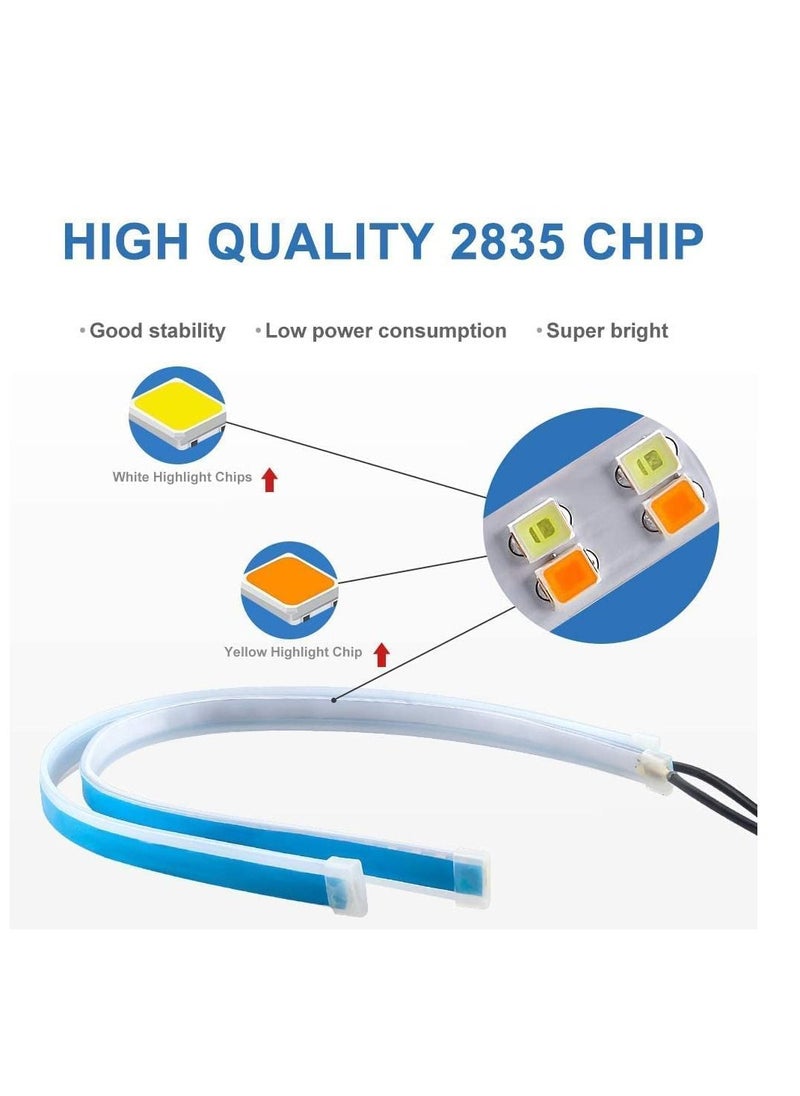 Generic - Flexible LED Strip Light 2pcs 24" Dual Color LED Surface Strip Light White Daytime Running Light Yellow/Amber (Sequential Flow) Turn Signal Lights Waterproof. - Image 1