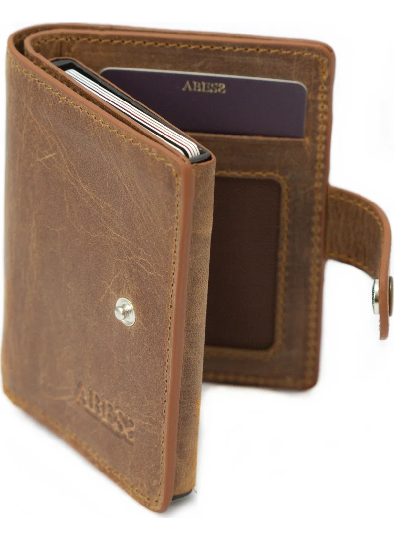 Abess Card Holder Wallet , Luxury Leather (Crazy) Mechanism Card Holder Wallet