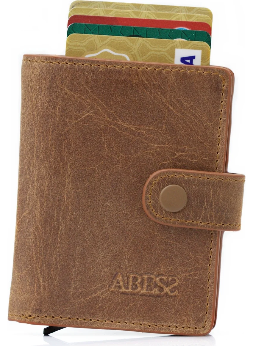 Abess Card Holder Wallet , Luxury Leather (Crazy) Mechanism Card Holder Wallet