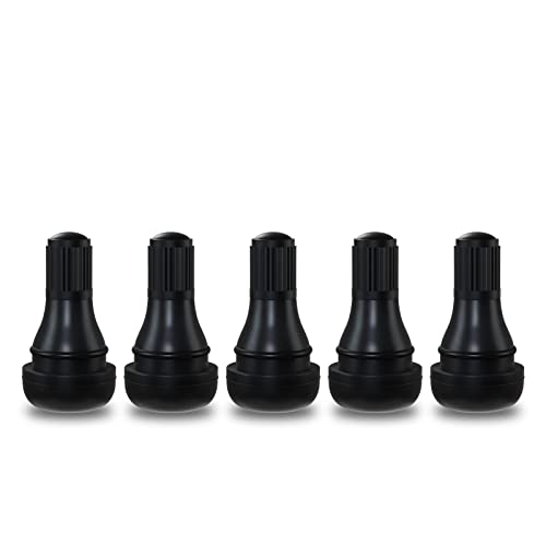CKAuto TR412 Rubber Snap-in Short Black Tire Valve Stem for Tubeless 0.453 Inch 11.5mm Rim Holes on Standard Vehicle Tires (5pcs/Bag) - Image 1
