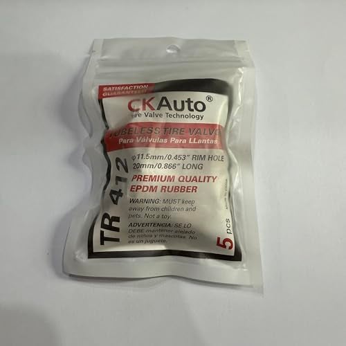 CKAuto TR412 Rubber Snap-in Short Black Tire Valve Stem for Tubeless 0.453 Inch 11.5mm Rim Holes on Standard Vehicle Tires (5pcs/Bag) - Image 2