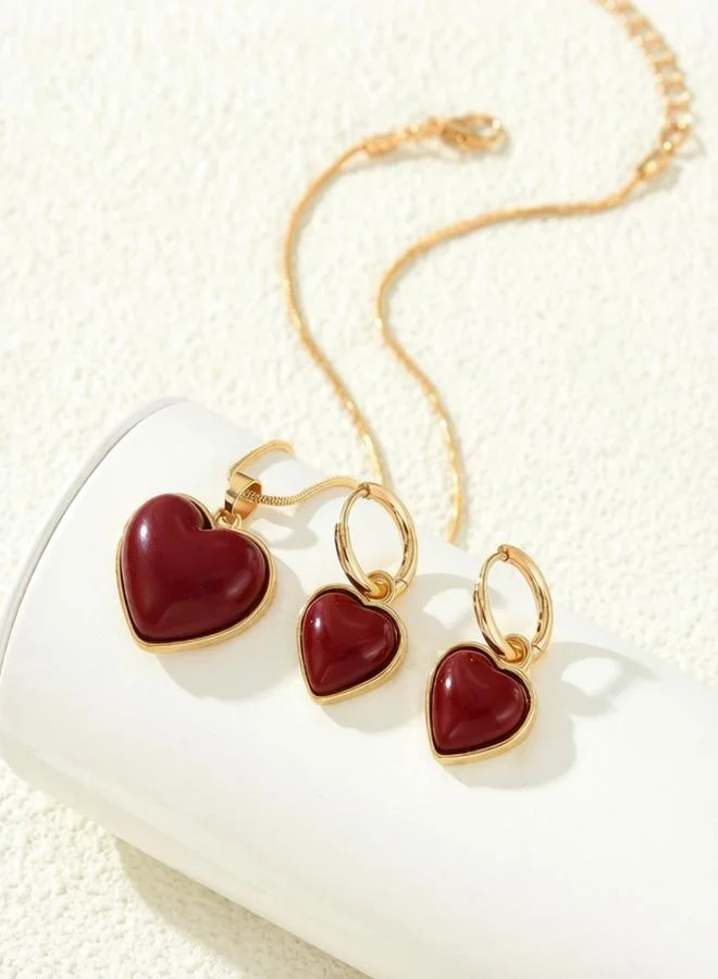 Take Two Golden Heart Chain Necklace and Ring Set