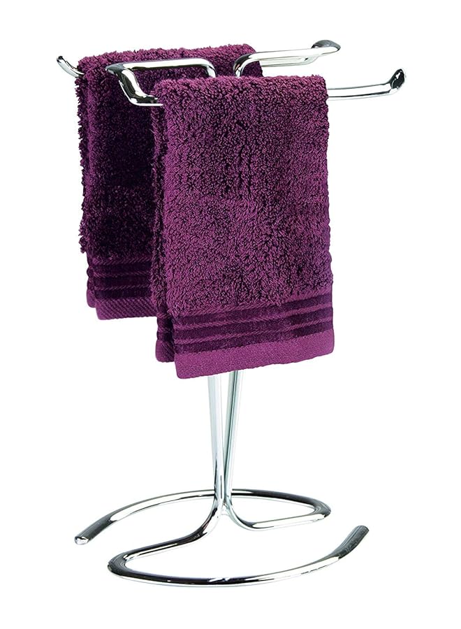 InterDesign Metal Hand Towel Rack The Axis Collection Holds 2 Hand Towels 7.75 X 6.25 X 13.5 Chrome - Image 1