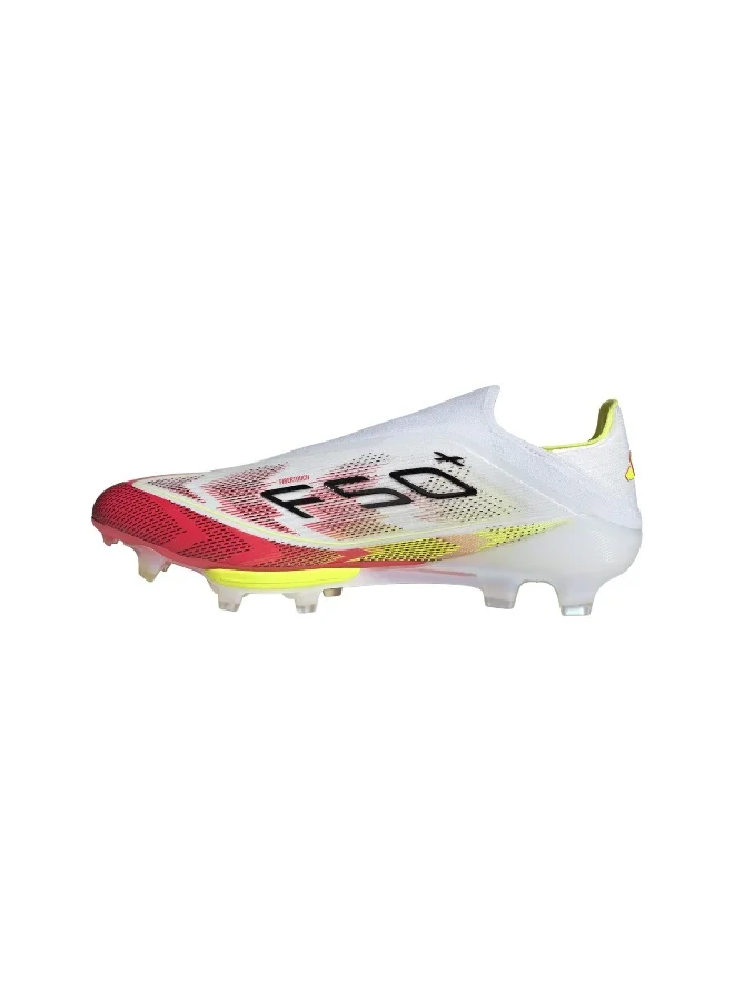 adidas أحذية كرة قدم F50+ FG بيضاء للجنسين مقاس 6.5