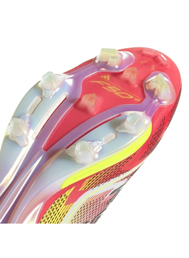 adidas أحذية كرة قدم F50+ FG بيضاء للجنسين مقاس 6.5
