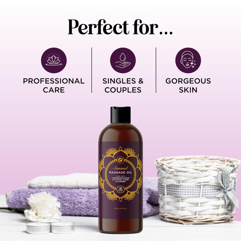 Maple Holistics Aromatherapy Sensual Massage Oil for Couples - Relaxing Lavender Massaging Oil for Massage Therapy with Vitamin E Jojoba & Sweet Almond - Naturally Scented Vegan Non GMO & Gluten Free (16 Fl Oz) - Image 2