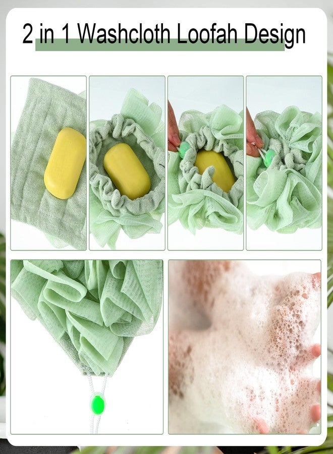 Swiffen 6 Pack Washcloth Loofah Combo 2 in 1 Drawstring Loofah Sponge with Bar Soap Pocket Exfoliation Mesh Shower Puff Ball for Body Wash Cleansing and Smooth Skin (Multicolor) - Image 3