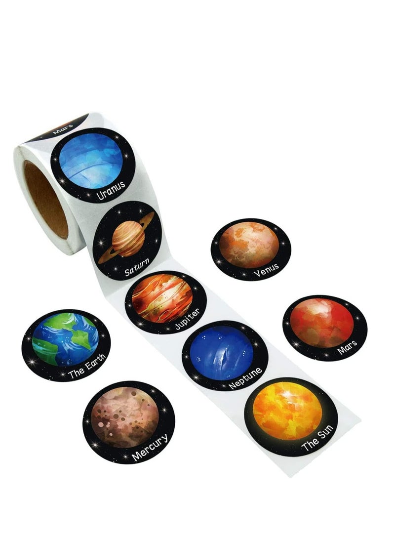 بريميفي 500 قطعة من الملصقات التعليمية للنظام الشمسي مع 8 تصميمات فضائية - Image 1