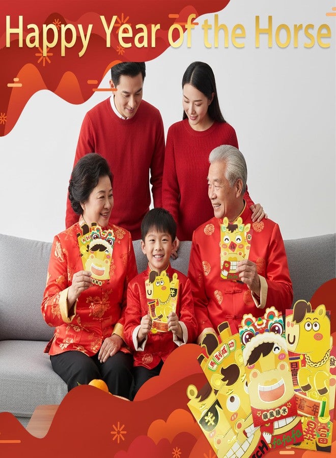 qiyeyeye 48Pcs Chinese Red Envelopes 2026,Asian Lunar New Year Cartoon horse Envelope Foldable Large Lucky Money Envelopes horse Year Envelope Red Packet Hongbao for Spring Festival Birthday Wedding Supply - Image 5