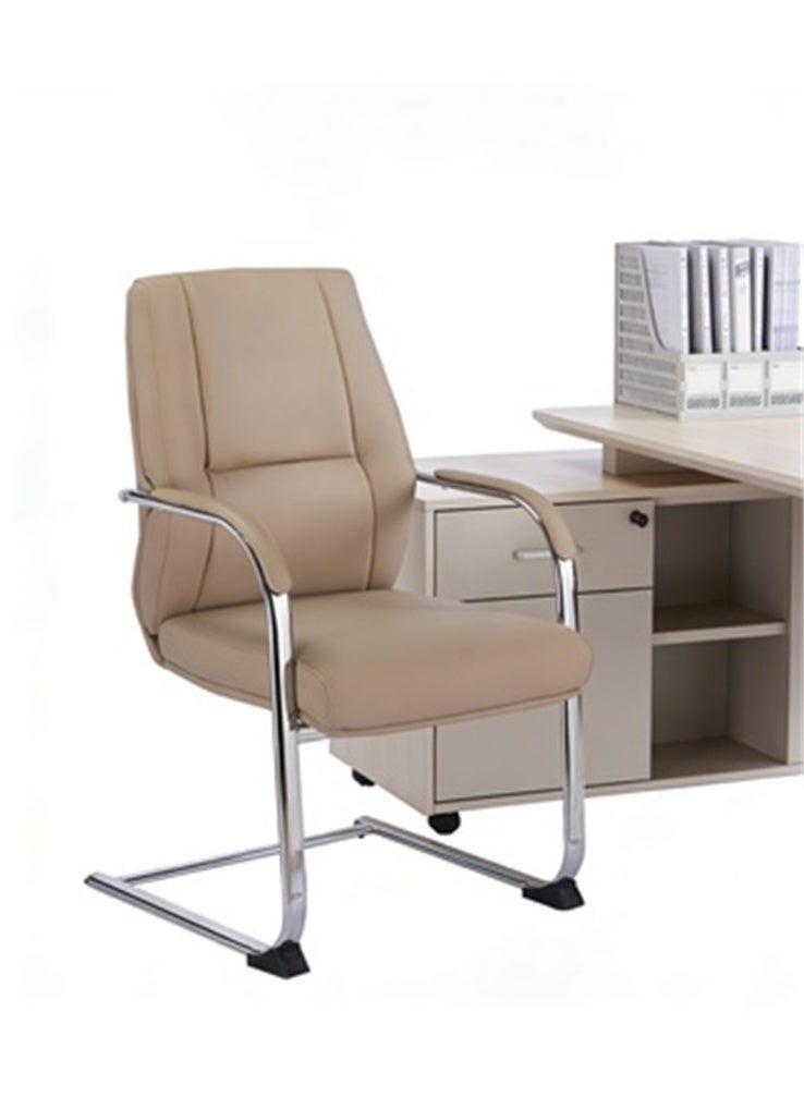 Office Chair, Modern Leather Conference Room Working Chairs, High Back Executive Computer Chair, Adjustable Comfortable Gaming Chair with Swivel and Arms, Beige - Image 1