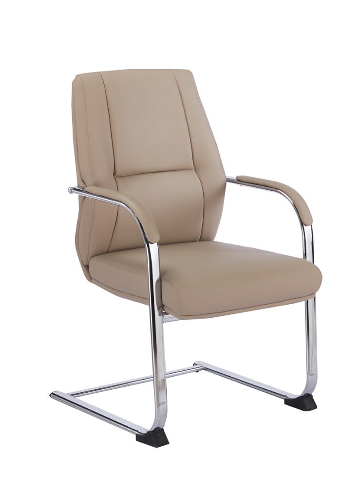 Office Chair, Modern Leather Conference Room Working Chairs, High Back Executive Computer Chair, Adjustable Comfortable Gaming Chair with Swivel and Arms, Beige - Image 3