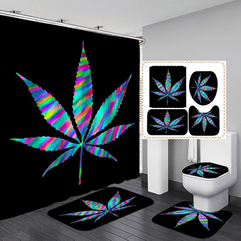 Y&D Beach Designer Bathroom Shower Curtains 4pcs Set Bath Rug Set with Non-Slip Rugs Luxury Hotel Shower Curtain - Image 4