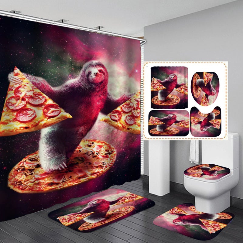Y&D Beach Designer Bathroom Shower Curtains 4pcs Set Bath Rug Set with Non-Slip Rugs Luxury Hotel Shower Curtain - Image 5