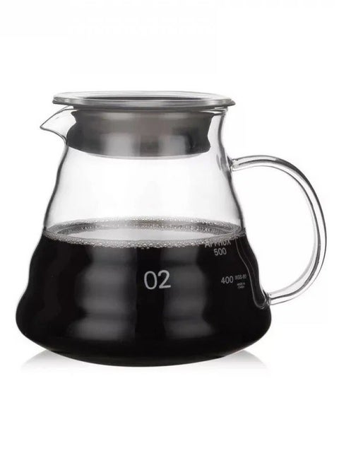 V60 Coffee Server Heat Resistant Glass Pot Pour Over Tea Kettle Maker Clear 600ml
