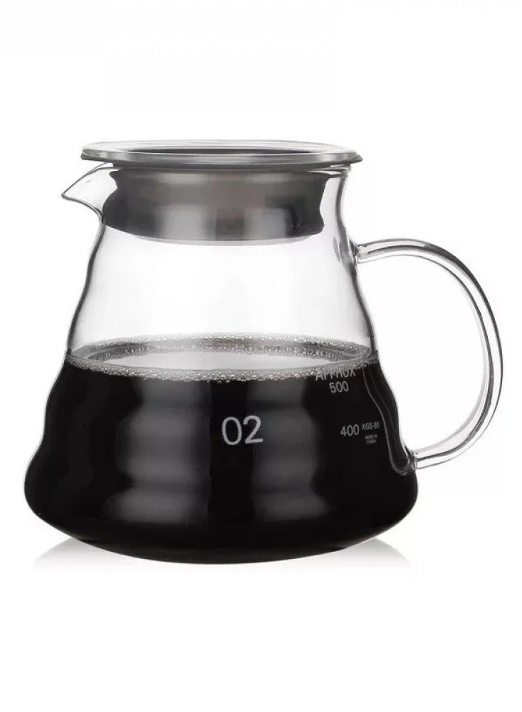 HOMESTAR V60 Coffee Server Heat Resistant Glass Pot Pour Over Tea Kettle Maker Clear 600ml  - Image 1
