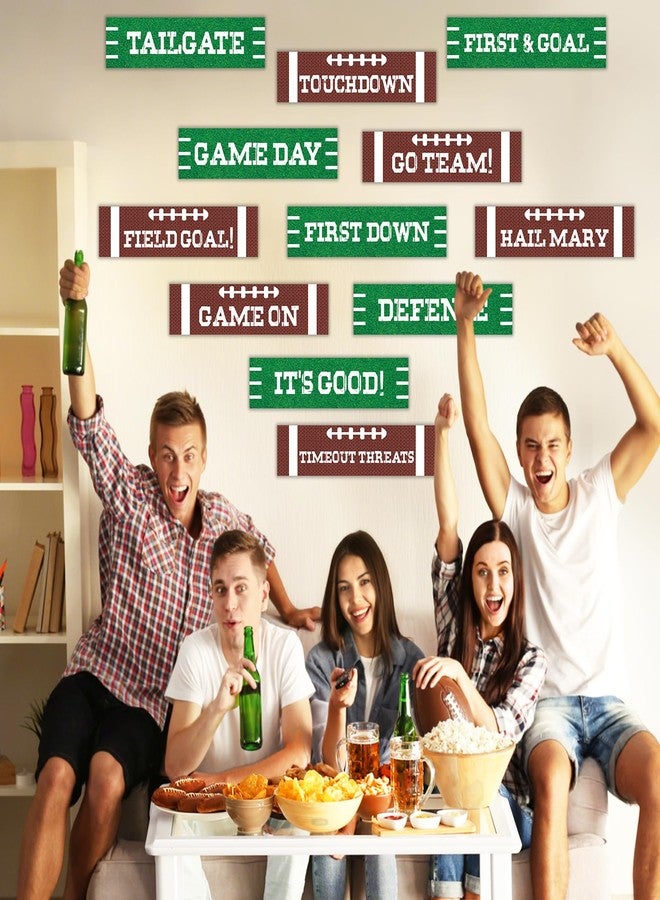 OBUSATT 12 Pcs Football Street Signs Cutouts Set Game Day Sign Cut Outs Green and Brown Street Signs Set Football Theme Decorations Sport Party Supplies for Birthday Classroom Home Wall 11.81"x2.76" - Image 5