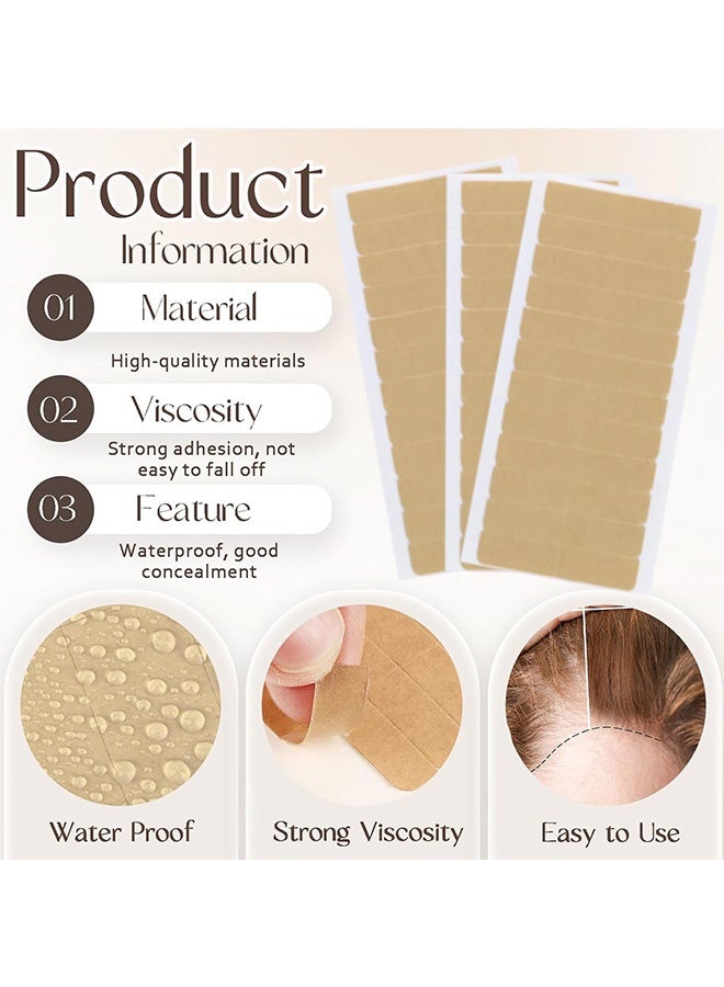 120 Pcs 10 Sheets Double Sided Hair Extension Tape Strong Adhesive Replacement Tabs for Human Hair Extensions Wigs Tape in Hairpieces Salon Grade Beauty Tool for Daily Wear Party Styling Costume Quick Hair Makeovers,Khaki - Image 3