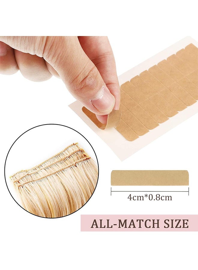 120 Pcs 10 Sheets Double Sided Hair Extension Tape Strong Adhesive Replacement Tabs for Human Hair Extensions Wigs Tape in Hairpieces Salon Grade Beauty Tool for Daily Wear Party Styling Costume Quick Hair Makeovers,Khaki - Image 5
