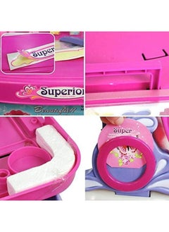 EASY FUTURE Toy Vanity Table Makeup Dressing Table Toy Playset, Pretend Play Makeup Kit Toy Vanity with Mirror Lipstick Hair Dryer Jewelry and Chair for Kids Girls  - Image 3
