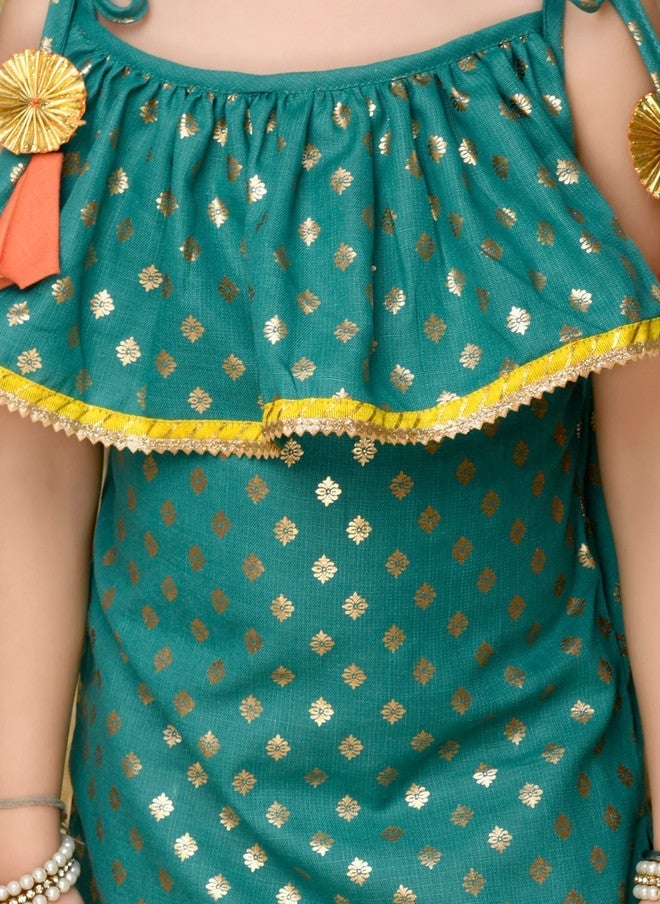 Saka Designs كُرتي بطبقات باللون الأزرق الفاتح مع باتيالا للفتيات - Image 3