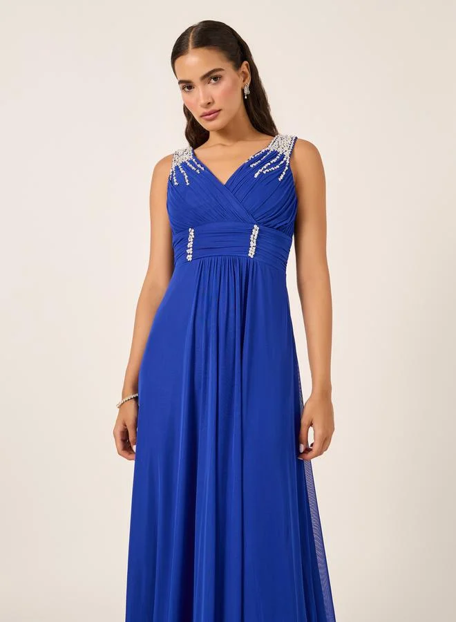 Styli Embellished Chiffon Dress